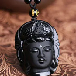 Black Obsidian Buddah Pendant Necklace