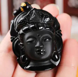 Black Obsidian Buddah Pendant Necklace